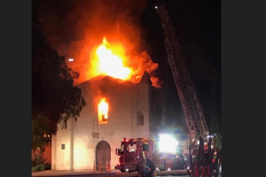 Attacks on Catholic churches: Mission San Gabriel Early Morning Fire Destroys church