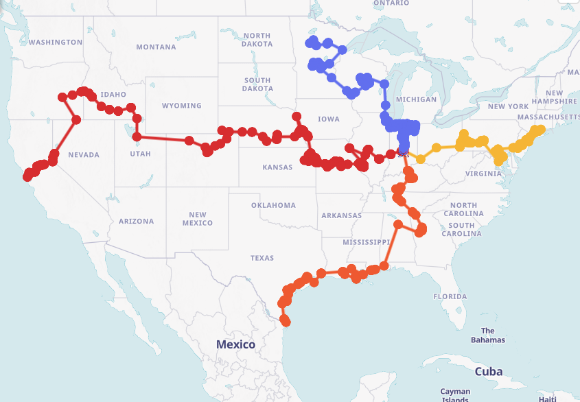 National Eucharistic Pilgrimage Map 2024
