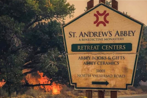 Desert Benedictine Monastery spared from raging fire; “like the parting of the Red Sea”… but still needs help