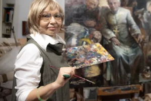 Papal artist unveils stunning painting of Benedict XVI as pope emeritus